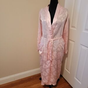 Victoria Secret Gold Label Vintage Satin Pink Floral Robe Size M/L